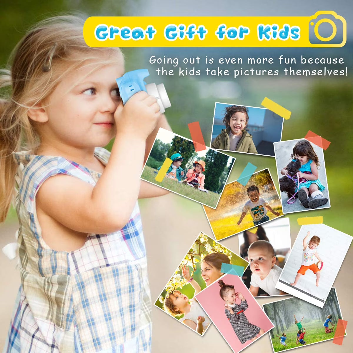 Kids Camera 1080P HD Digital Video Camera for Kids 32Gb Sd Card Mini Rechargeable Toddler Toys Christmas Birthday Festival Gifts for for 3-12 Years Kids, Blue