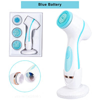 Portable 6-In-1 Silicone Electric Cleansing Brush Facial Pore Cleaning and Exfoliating Waterproof Sonic Cleansing Brush