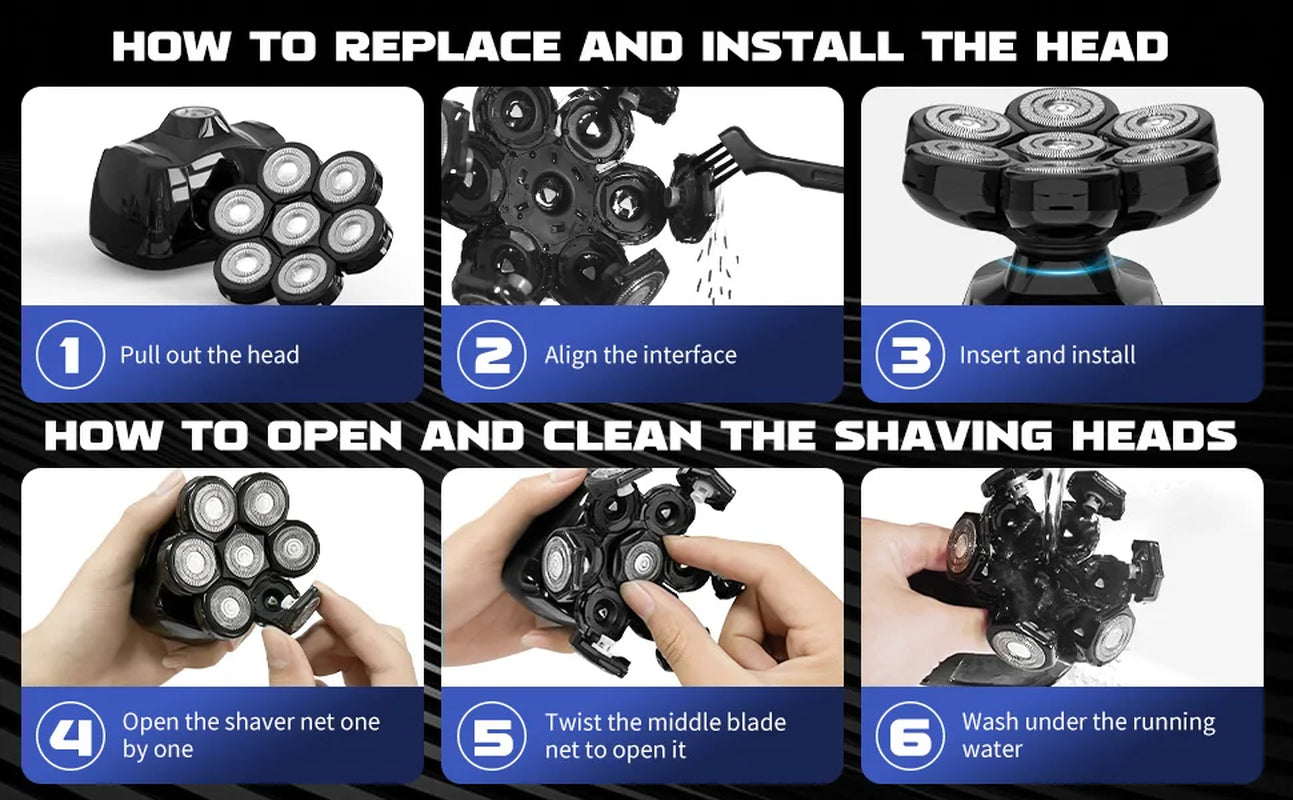 SEJOY Electric Shaver for Men 7D Magnetic Floating Wet/Dry Head Razor Hair Trimmer USB Rechargeable LED Display Beard Trimmers