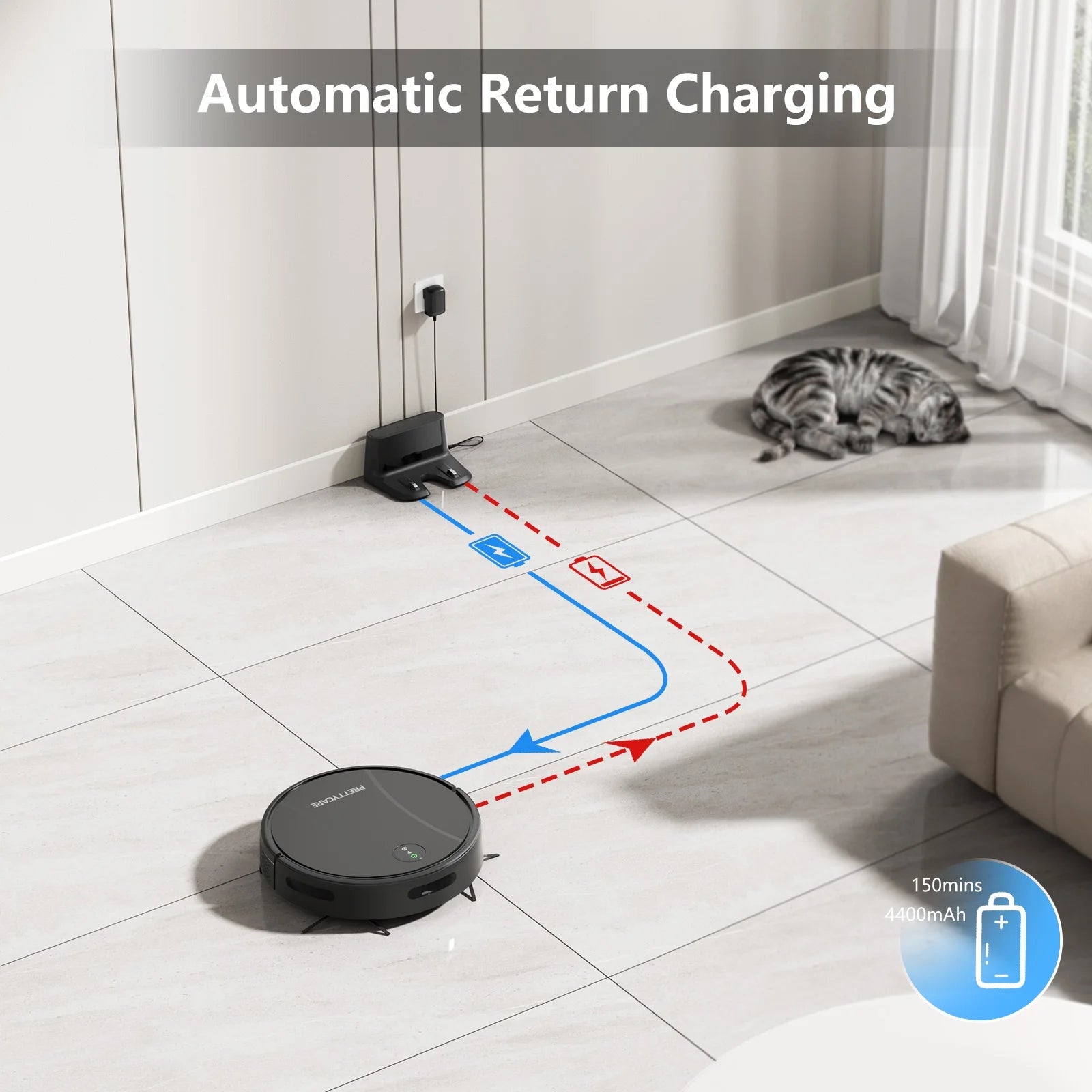 C2 2 in 1 Robot Vacuum and Mop Combo Cleaner, Black