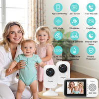 Dual Camera Video Baby Monitor, 2.8" LCD, Wireless, Night Vision, 2-Way Audio, App Access, 1200Ft Range, Feeding Timer, Temperature Sensor, Portable for Home Use