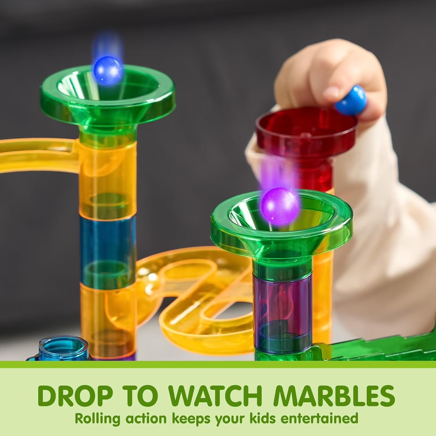 137Pcs Glowing Marble Run Game Set for Kids, STEM Building Toys Construction Blocks with 15 Glow in the Dark Marbles, Christmas Birthday Gift for Boys Girls over 3