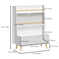 Bookshelf for Kids, Wooden Kids Bookshelf with Toy Storage Cabinet and 2 Shelves, Freestanding Bookcase Organizer for Bedroom, Playroom, White