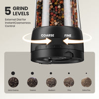 Electric Salt and Pepper Grinder Set, Automatic Rechargeable Salt and Pepper Mill with LED Display, Salt Pepper Shaker Electric with 5 Adjustable Coarseness