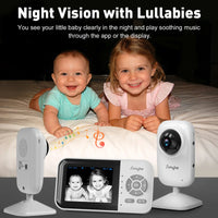 Dual Camera Video Baby Monitor, 2.8" LCD, Wireless, Night Vision, 2-Way Audio, App Access, 1200Ft Range, Feeding Timer, Temperature Sensor, Portable for Home Use