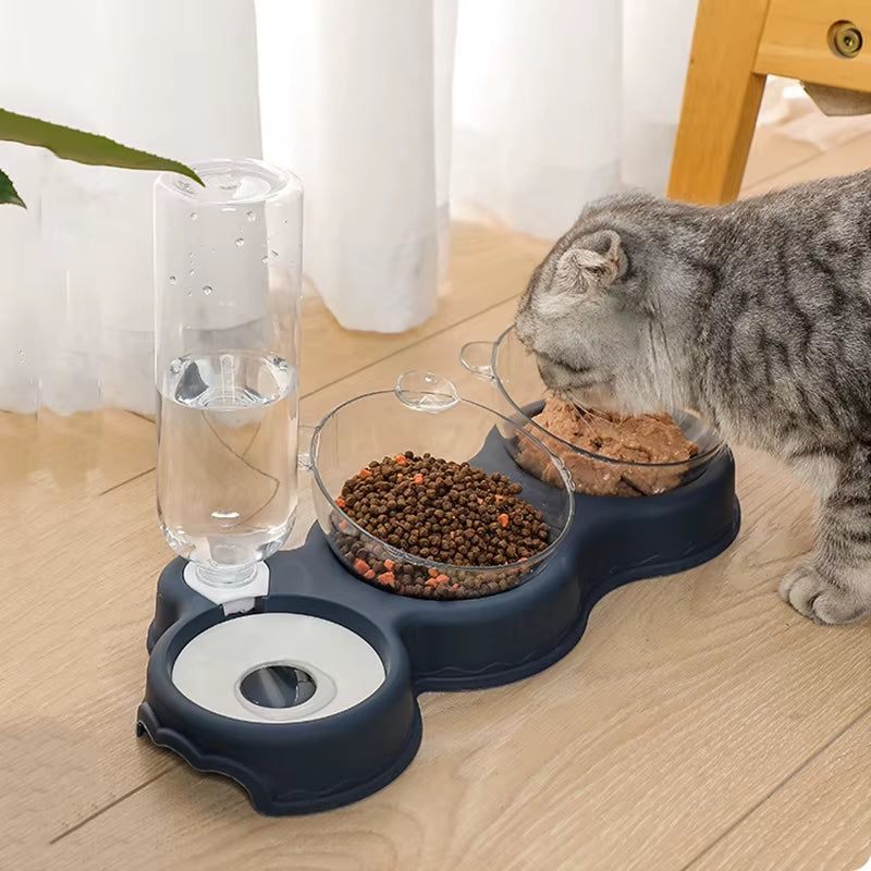 Comedero 3 en 1 para Perros y Gatos con Bebedero Automático