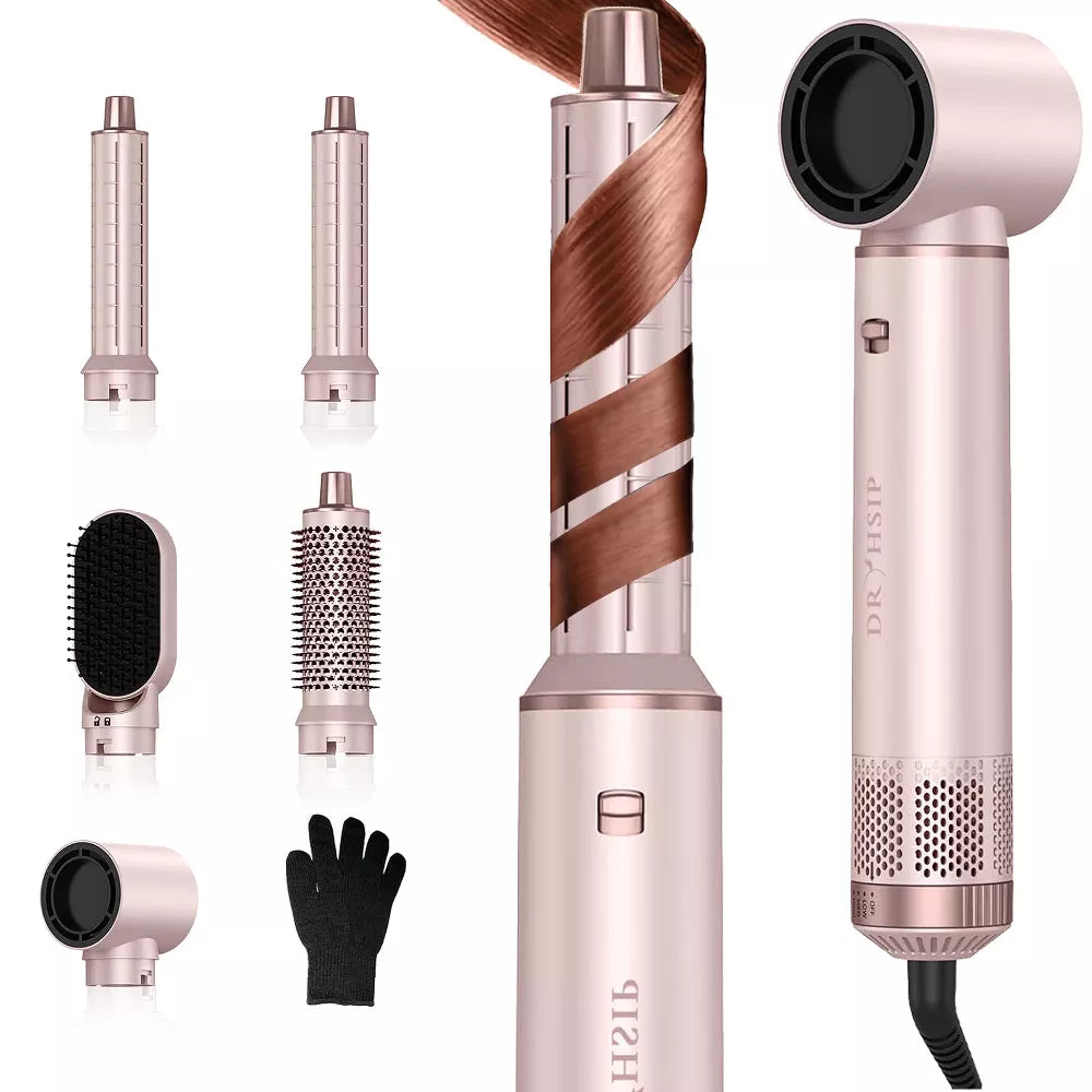 Hair Dryer 5-In-1 Brush with Hot Air Curling & Negative Ion Technology - Versatile Styler for Drying, Curling, Straightening