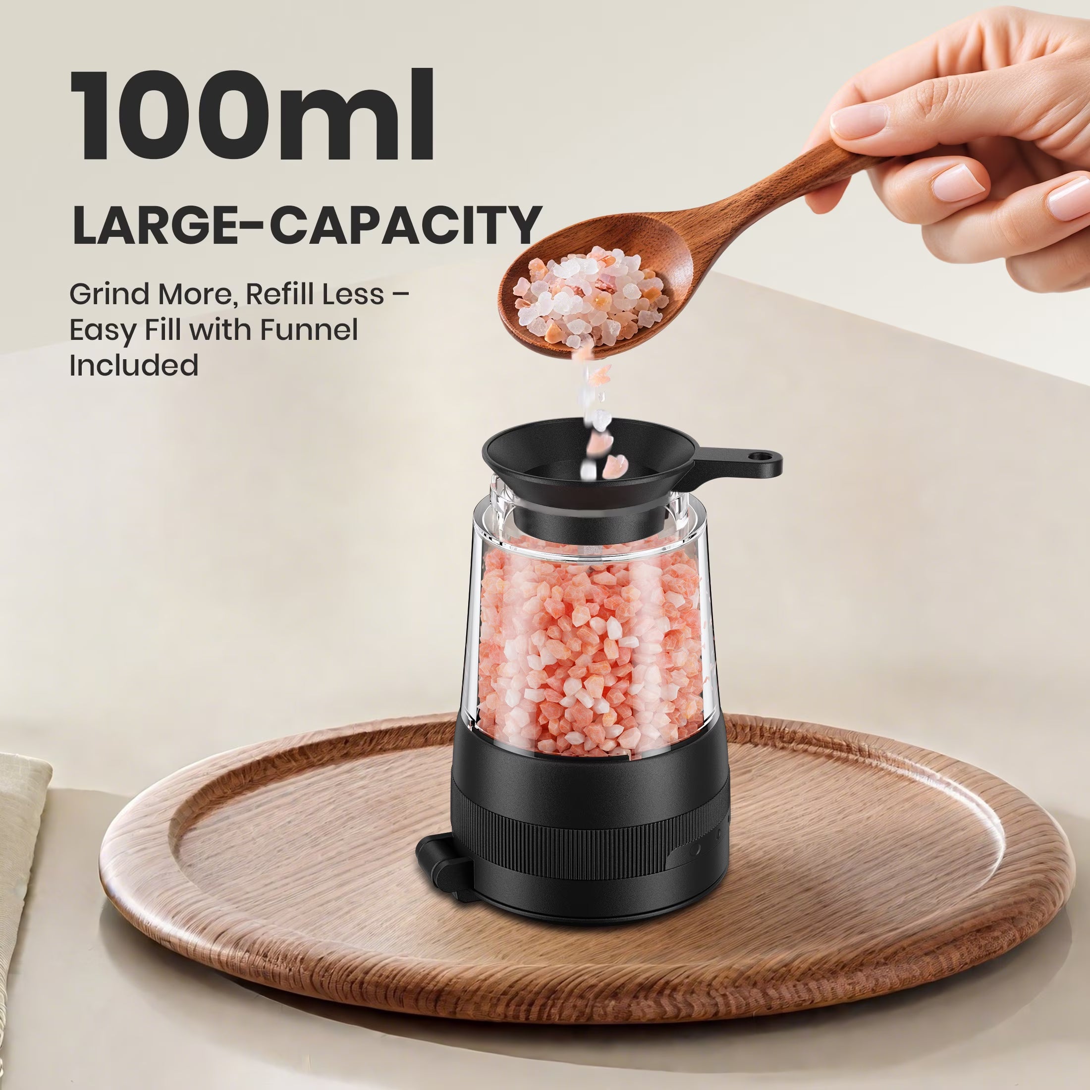 Electric Salt and Pepper Grinder Set, Automatic Rechargeable Salt and Pepper Mill with LED Display, Salt Pepper Shaker Electric with 5 Adjustable Coarseness