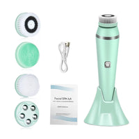 4 in 1 Electric Facial Cleansing Brush Sonic Waterproof Rotate Rechargeable Face Cleaning Tool Pore Cleaner Facial Skin Machine