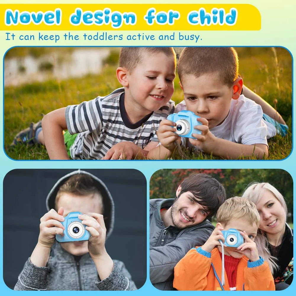 Kids Camera 1080P HD Digital Video Camera for Kids 32Gb Sd Card Mini Rechargeable Toddler Toys Christmas Birthday Festival Gifts for for 3-12 Years Kids, Blue