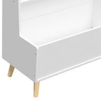 Bookshelf for Kids, Wooden Kids Bookshelf with Toy Storage Cabinet and 2 Shelves, Freestanding Bookcase Organizer for Bedroom, Playroom, White