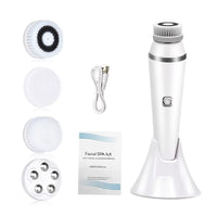 4 in 1 Electric Facial Cleansing Brush Sonic Waterproof Rotate Rechargeable Face Cleaning Tool Pore Cleaner Facial Skin Machine