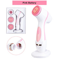 Portable 6-In-1 Silicone Electric Cleansing Brush Facial Pore Cleaning and Exfoliating Waterproof Sonic Cleansing Brush