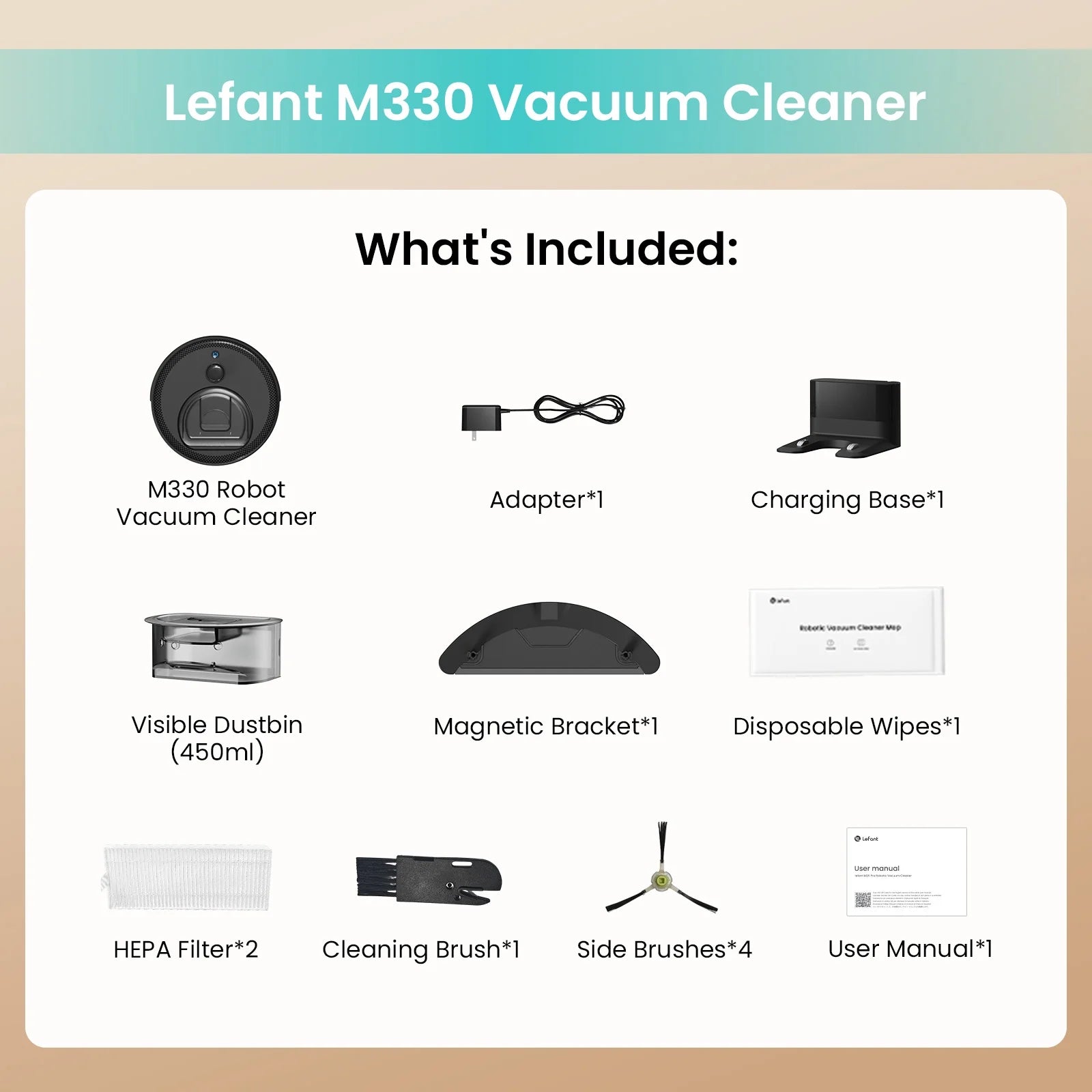 M330 Robot Vacuum and Mop with Lidar Navigation, 450Ml Visible Dustbin with Obstacle Avoidance, Perfect for Hardwood Carpets