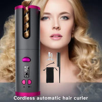 Automatic Curling Iron Hair Curling Iron for Hair Styling Cordless Auto Fast Heating Rechargeable Cordless Hair Curler