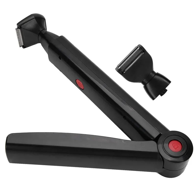 Electric Back Shaver 2 in 1 Facial Hair Trimmer Razor Rechargeable Foldable Handle Back Hair Removal Men Body Groomer