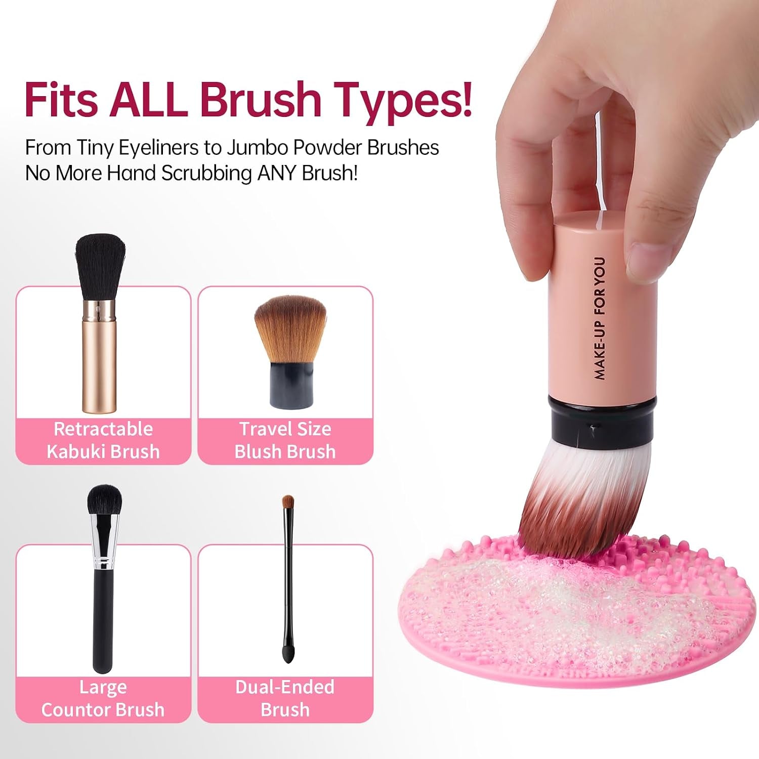 Makeup Brush Cleaner Solution with Brush Cleaning Mat, 3 Piece Set