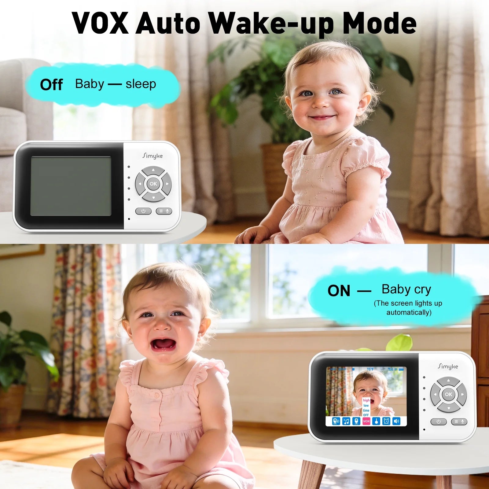 Dual Camera Video Baby Monitor, 2.8" LCD, Wireless, Night Vision, 2-Way Audio, App Access, 1200Ft Range, Feeding Timer, Temperature Sensor, Portable for Home Use