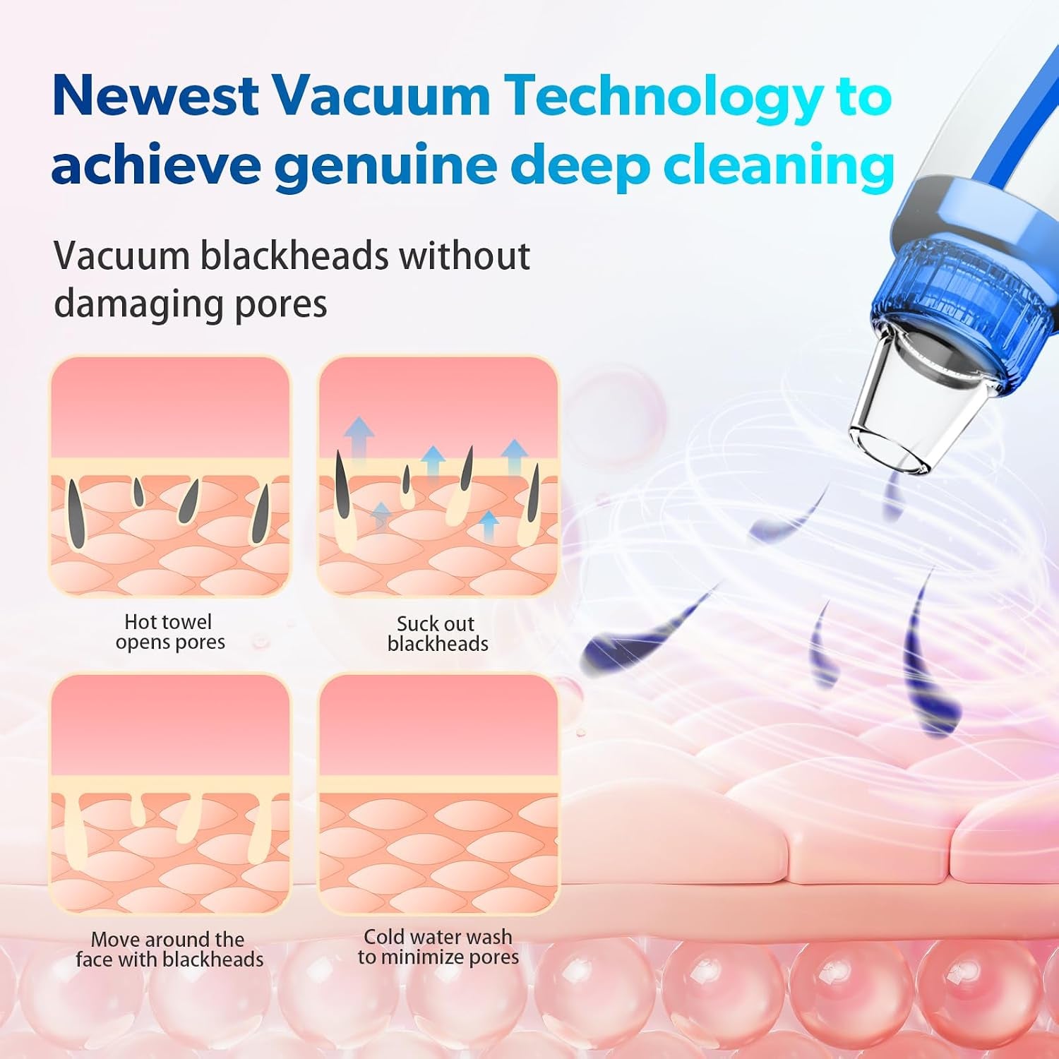 Blackhead Remover Pore Vacuum, USB Rechargeable Face Pore Cleaner Tool