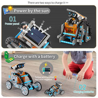STEM Toys Solar-Powered Transforming Robot Toy - 12-In-1 Construction Set,Educational Science Experiment Kit Toys