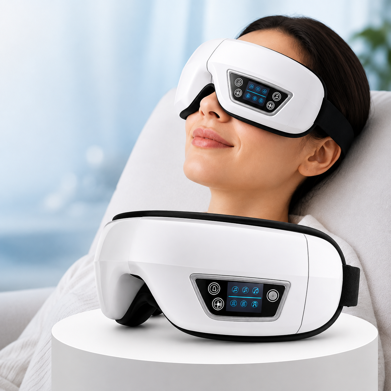 Masajeador de Ojos MUKASI: Relajación con Calor, Vibración y Bluetooth